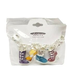 Icon Collection Silver Tone Boots Charm Toggle Closure Bracelet New AB5261-ASMX